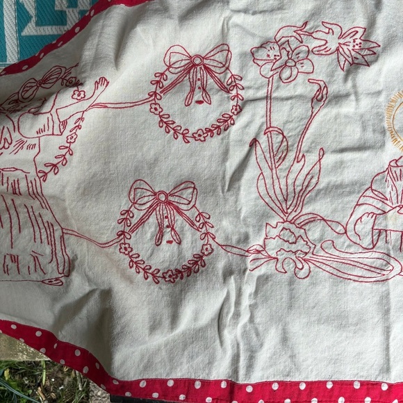 Antique Handstitched Hungarian Religious Table Runner.  1900c. 63”x24” In Size. - Picture 4 of 10